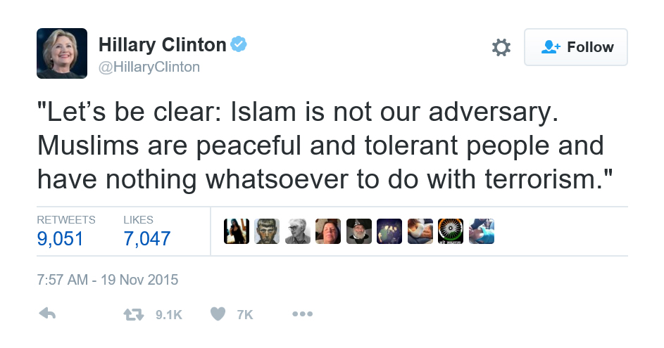 Tweet by Hillary Rodham Clinton (aka Crooked Hillary)