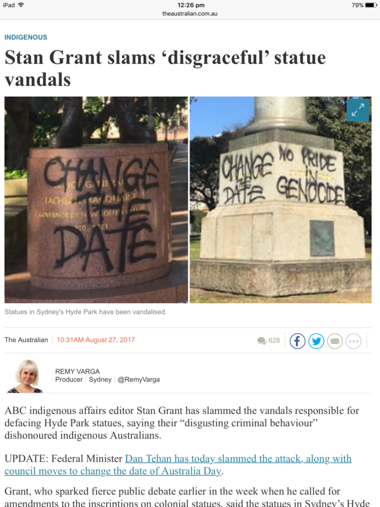 Stan Grant continues doublespeak on statue vandalism