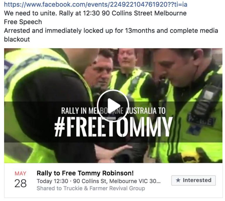 #FreeTommy rallies to be held in Australia today