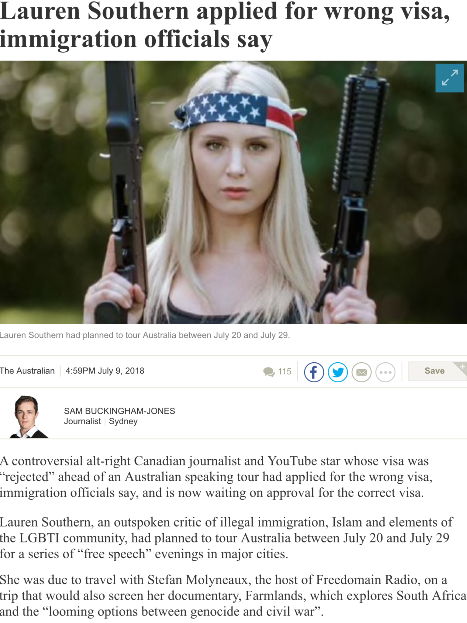 Fake News Watch: Lauren Southern did not apply for the wrong visa