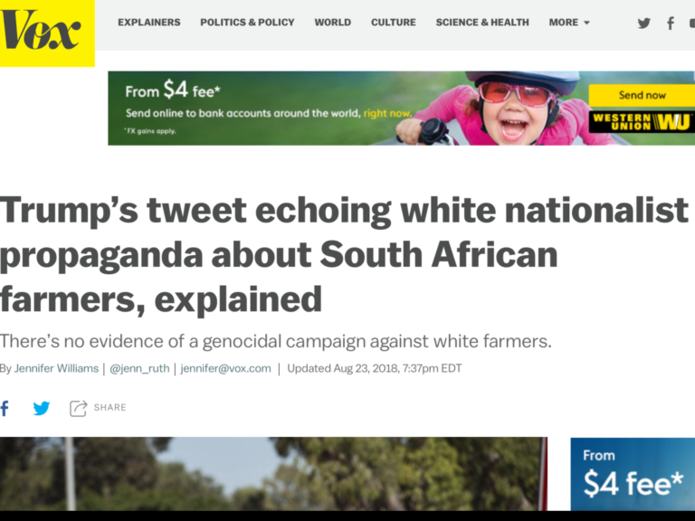 Vox and the lying press on South Africa