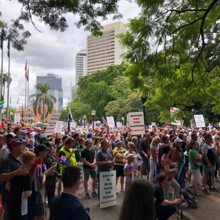 Rally for white South African farmers in Brisbane, Saturday September 8