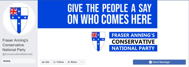 Fraser Anning’s Conservative National Party Facebook Page has disappeared