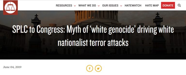 SPLC Calls Genocide a Myth