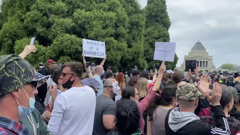 Thousands storm Melbourne’s Shrine: Daniel Andrews found crying under a desk