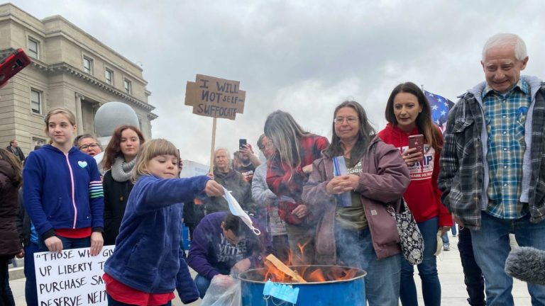 Kids Do Public Mask Burning: Covid Alarmists Lose Their Minds