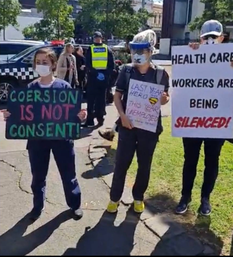 Nurses Protest Mandatory Jab: VICTORIA POLICE CAN’T BASH THEM