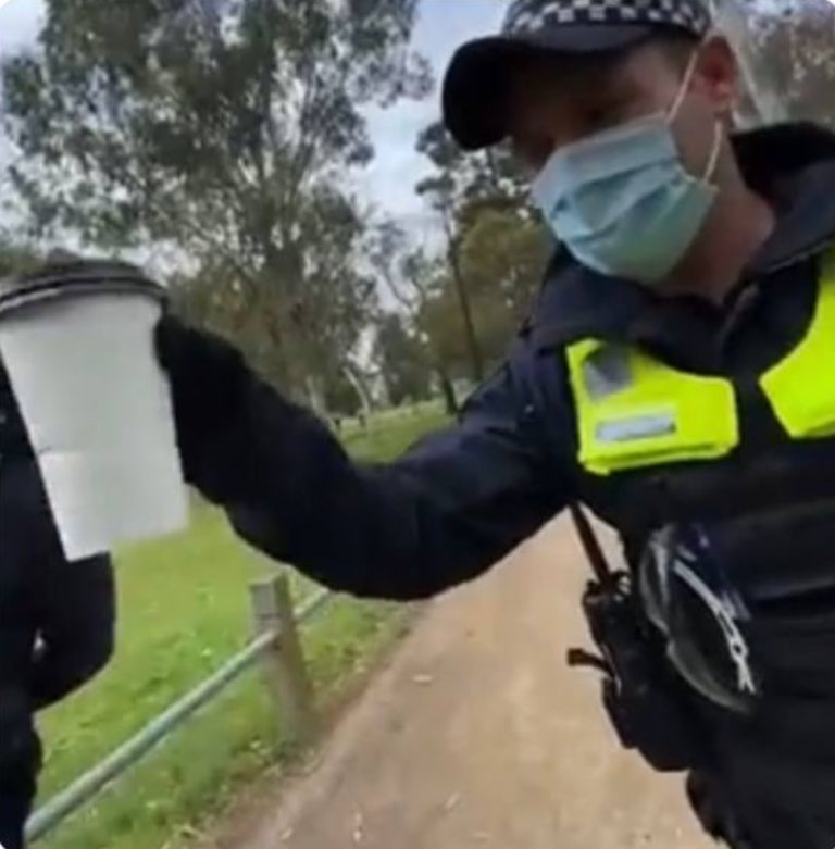 Video of Victoria Police checking a man’s coffee goes viral