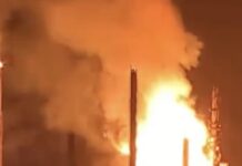 Geelong Oil Refinery just happens to EXPLODE